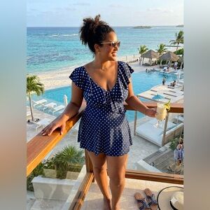 Polka Dot Ruffle One Piece Swimsuit